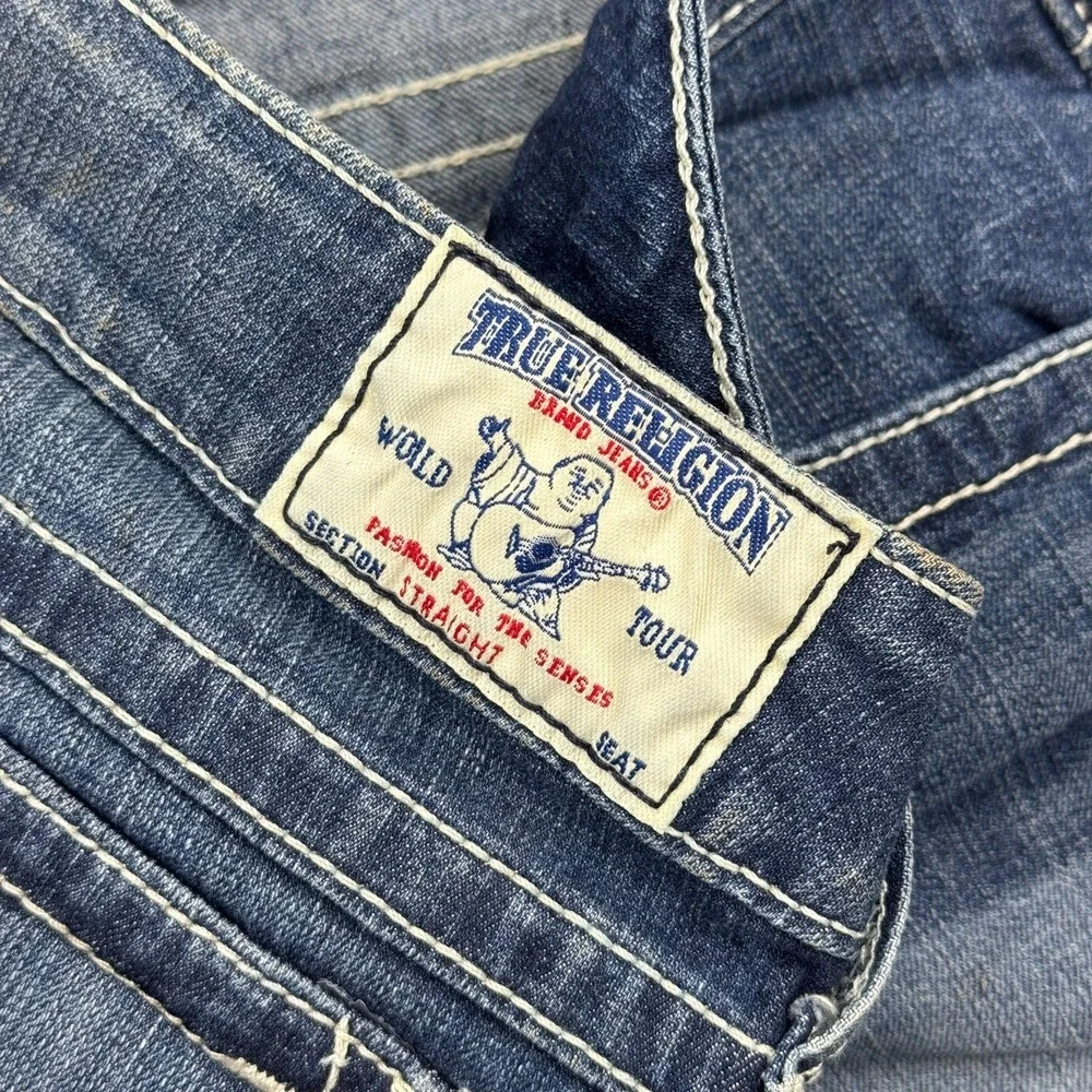 True Religion Jeans Womens 32 Blue Denim Bootcut Straight Leg Made In USA Pants